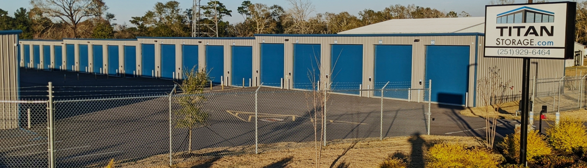Enter Titan Storage Fairhope through the wide gate and down the extra wide driveway to your unit.